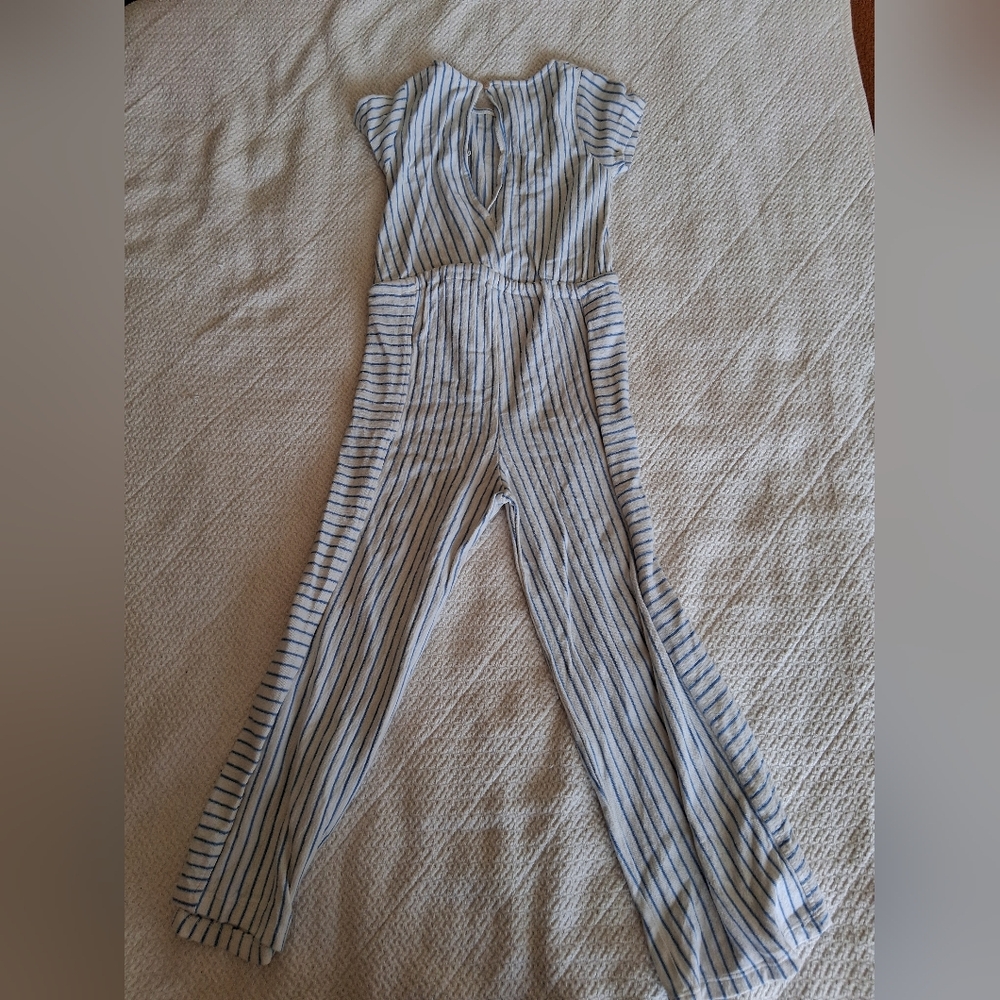 Zara Black and White Striped Jumpsuit Relaxed Fit